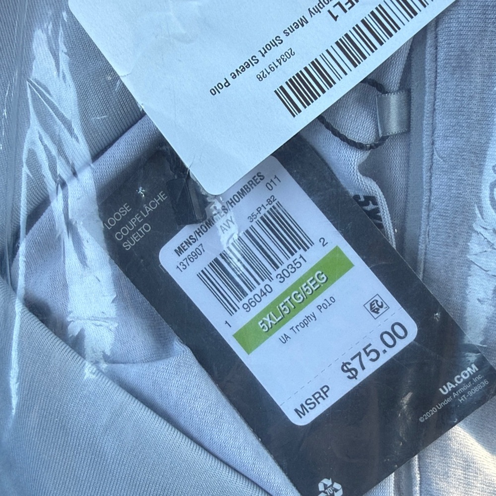 NWT Under Armour Men’s Light Gray Polo Shirt RETAIL $75 - Picture 6 of 6